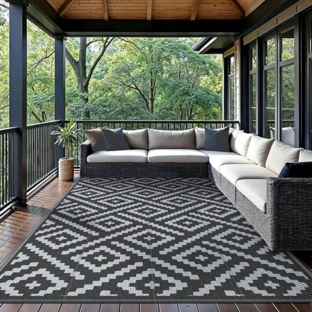 New 6x9 Outdoor Rug, Waterproof Reversible Patio Mat for RV, Deck, Porch & More